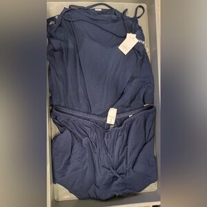 Auden Women's Cloud Knit Tank Top & Shorts Pajama Set Navy Blue Size Large NWT